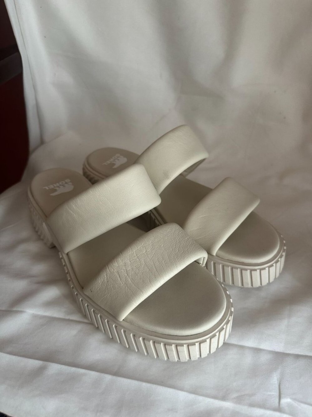 SOREL Ona Streetworks Slide Platform Sandals Women's 8.5 NL5095 Beige